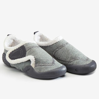 迪卡侬宝宝棉鞋婴儿春季加绒学步鞋软底幼儿园室内鞋GYMK灰色加绒款24-1687855