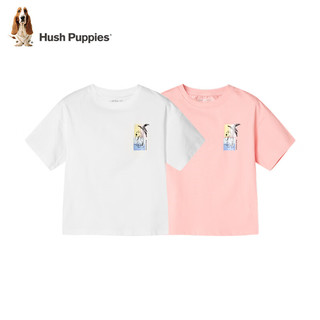 暇步士（Hush Puppies）童装儿童男女童夏季短袖T恤休闲百搭清爽 深藏蓝（B款） 160cm