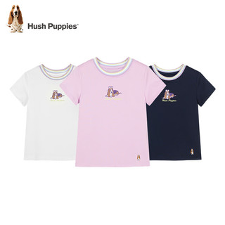 暇步士（Hush Puppies）童装儿童男女童夏季短袖T恤休闲百搭清爽 深藏蓝（C款） 130cm