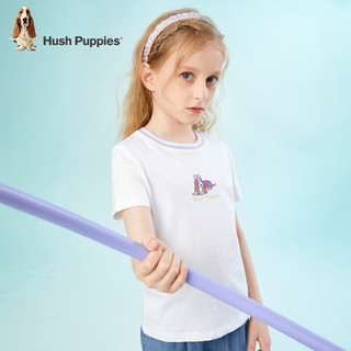 暇步士（Hush Puppies）童装儿童男女童夏季短袖T恤休闲百搭清爽 本白（C款） 110cm