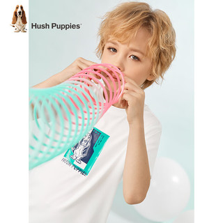 暇步士（Hush Puppies）童装儿童男女童夏季短袖T恤休闲百搭清爽 本白（L款） 120cm