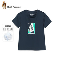 暇步士（Hush Puppies）童装儿童男女童夏季短袖T恤休闲百搭清爽 藏蓝（L款） 140cm