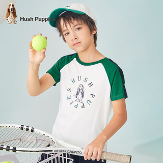 暇步士（Hush Puppies）童装儿童男女童夏季短袖T恤休闲百搭清爽 松叶绿（G款） 110cm