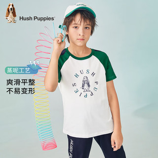 暇步士（Hush Puppies）童装儿童男女童夏季短袖T恤休闲百搭清爽 松叶绿（G款） 130cm