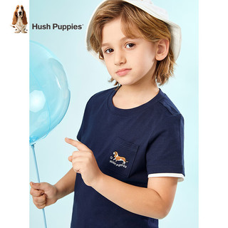 暇步士（Hush Puppies）童装儿童男女童夏季短袖T恤休闲百搭清爽 藏蓝（K款） 150cm