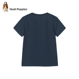 暇步士（Hush Puppies）童装儿童男女童夏季短袖T恤休闲百搭清爽 藏蓝（L款） 105cm