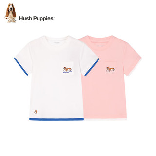 暇步士（Hush Puppies）童装儿童男女童夏季短袖T恤休闲百搭清爽 云霞紫（K款） 170cm