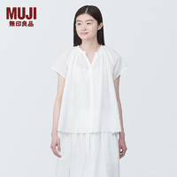 无印良品（MUJI） 女式 强捻 法国袖罩衫 女士衬衫衬衣内搭夏季款 BC2JMC4S 白色 XXL (170/96A)