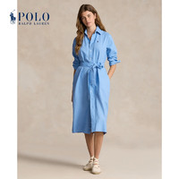 Polo Ralph Lauren 拉夫劳伦 女装 24年夏配腰带亚麻连衣裙RL25503 400-蓝色 6