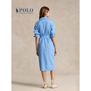 Polo Ralph Lauren 拉夫劳伦 女装 24年夏配腰带亚麻连衣裙RL25503 400-蓝色 10