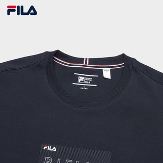 FILA 斐乐男子套头卫衣2024春时尚休闲简约基础针织上衣 传奇蓝-NV 170/92A/M