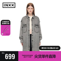 英克斯（inxx）时尚潮牌春新品牛仔长袖衬衫女式衬衣XXE1040278 灰色 S
