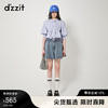 DZZIT地素衬衫春秋季专柜法式泡泡袖中袖蓝白条纹小上衣女 蓝色 M