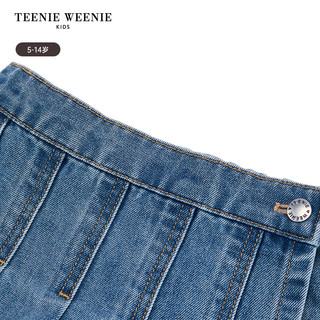Teenie Weenie Kids小熊童装24春季女童时尚牛仔百褶半身裙裤 蓝色 130cm
