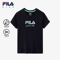 FILA 斐乐 儿童童装2024夏季中大童男童短袖T恤短T类 RD宝蓝-NV 150cm