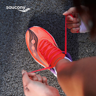 Saucony索康尼啡鹏4跑鞋女全掌碳板马拉松竞速跑步鞋春夏透气运动鞋 红紫125 37