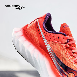 Saucony索康尼啡鹏4跑鞋女全掌碳板马拉松竞速跑步鞋春夏透气运动鞋 红紫125 38.5