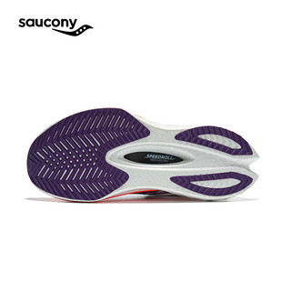Saucony索康尼啡鹏4跑鞋女全掌碳板马拉松竞速跑步鞋春夏透气运动鞋 白紫129 38