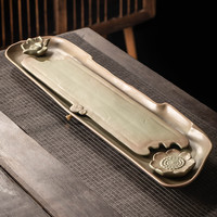 瓷牌茗茶具陶瓷茶盘家用干泡茶台储水沥水功夫茶具整套大号蓄排两用茶托盘 大号绿陶《清荷》干泡茶盘