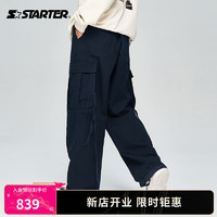 STARTER梭织长裤情侣男女同款秋季新款美式复古宽松运动裤 藏青色 S