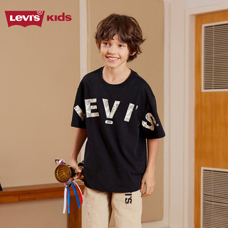 Levi's李维斯童装24夏季男童凉感短袖T恤儿童腰果花logo上衣 黑美人 140/68(S)