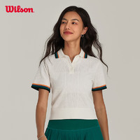 威尔胜（Wilson）2024年春季织衫女款复古毛织经典撞色运动网球服短袖 WW00214411GYC-豆腐灰 XL