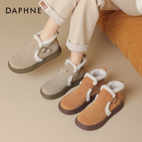 达芙妮（DAPHNE）保暖毛毛雪地靴子女加绒加厚底防滑棉鞋女潮流短靴 沙色绒里 38