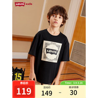 Levi's 李维斯 童装24夏季男童凉感腰果花T恤儿童复古短袖上衣 黑美人 160/76(L)