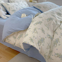 安睡宝（SOMERELLE）纯棉床上四件套100%全棉小清新被套罩床单床笠单人床上用品套件三 暗香 1.5/1.8m床单四件套-被套200x230