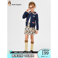 暇步士(Hush Puppies)童装女童2024龙年气质淑女开身线衣优雅甜美柔软舒适百搭线衣 藏蓝 120cm