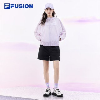 FILA FUSION斐乐潮牌梭织短裤女2024夏季时尚休闲宽松五分裤 正黑色-BK 175/74A/XL