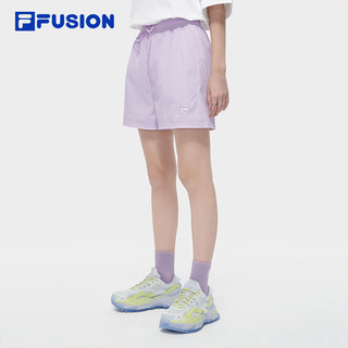 FILA FUSION斐乐潮牌梭织短裤女2024夏季时尚休闲宽松五分裤 云裳紫-VT 185/86A/XXXXL