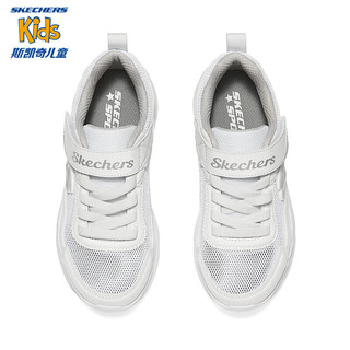 Skechers斯凯奇儿童体训鞋时尚女童春秋休闲鞋复古撞色舒适运动鞋319047L 白色/WHT 31.5码