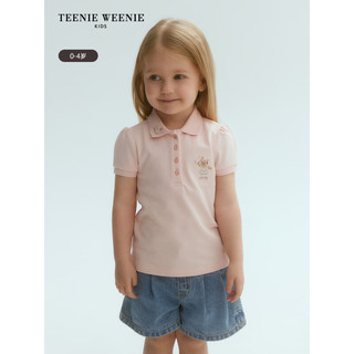 Teenie Weenie Kids小熊童装24春夏女宝宝透气泡泡袖POLO衫 浅粉色 100cm