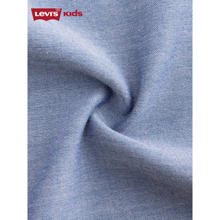 Levi's李维斯童装24夏季男童竖条纹拼接衬衫儿童梭织牛仔短袖上衣 湖灰蓝 160/76(L)