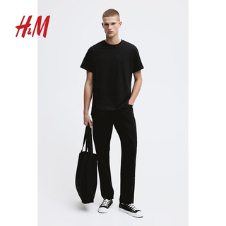 H&M2024春男装标准版型COOLMAX T恤0967153 黑色 175/100A M