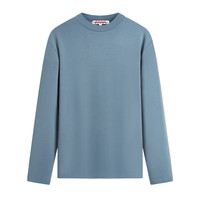 马克华菲【字母印花】长袖T恤男2024春秋休闲百搭纯色打底男士长袖T恤 103灰蓝 M