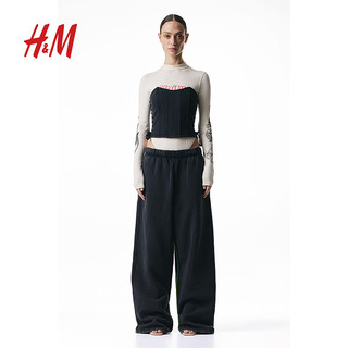 H&M【H2合作系列】女士抹胸2024春季棉质系带塑身上衣1227925 黑色 A70