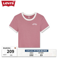 Levi's李维斯24春季女士logo印花短袖T恤修身版型显瘦百搭 粉色 A3523-0073 L