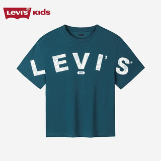 Levi's 李维斯 童装24夏季男童凉感短袖T恤儿童腰果花logo上衣 深海绿 110/56(5)