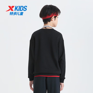 XTEP 特步 儿童童装男女童中大童百搭舒适运动套头卫衣 正黑色 165cm