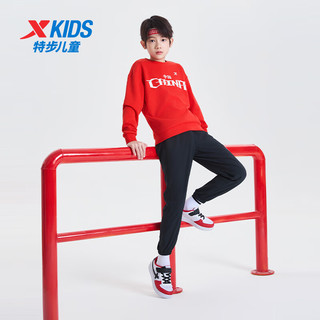 特步（XTEP）儿童童装男女童中大童百搭舒适运动套头卫衣 宝钻红 170cm