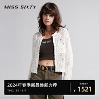 MISS SIXTY2024春季毛织外套女圆领钻饰短款修身显瘦别致镂空 白色 XS