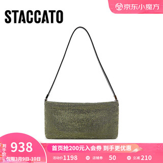 STACCATO 思加图 2024夏季闪钻仙女腋下包小方包手拎包单肩包X3235BX4 苔藓绿 F