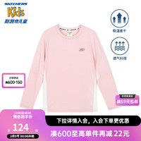 Skechers斯凯奇速干儿童透气运动服百搭女童圆领长袖T恤童装上衣P223G085 浅凤仙花粉/02P1 165cm