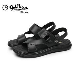 金利来（goldlion）男鞋都市休闲透气凉鞋两穿轻便皮鞋沙滩鞋59622032701A-黑色-40码