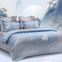 多喜爱四件套 60支长绒棉四件套山海经系列床上床单被套 蒹葭风晚 1.8米床四件套/被套229*230cm