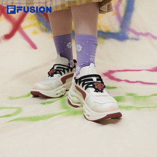 FILA FUSION斐乐潮牌女鞋NEBULA VDAY未来潮鞋2024春季休闲鞋 奶白/桦树银-GS 35.5