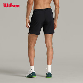威尔胜（Wilson）24年春季运动短裤男款弹力宽松舒适运动梭织短裤网球裤 WM00299411BKA-正黑色 170/80A/S