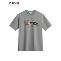 马克华菲【纯棉】短袖T恤男2024春夏时尚花卉印绣休闲T恤衫百搭男装潮 211灰绿 M
